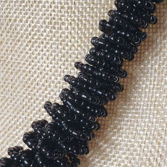 Black SEED BEAD Elaborate Beaded Necklace - Picture 3 of 9